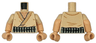 Torso Robe with Dark Tan and Black Trim and Creases, Medium Tan Neck with Collar Bones, Dark Green and Sand Green Belt Pattern / Medium Tan Arms with Molded Tan Short Sleeves Pattern / Medium Tan Hands