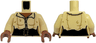 Torso Shirt with Open Collar and 2 buttons, Medium Brown Neck, Dark Green Belt with Gold Buckle Pattern / Tan Arms / Medium Brown Hands