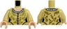 Torso Female Dress with Gold Buttons, Flowers and Leaves, White Collar with Ruffles, Light Nougat Neck Pattern / Tan Arms / Light Nougat Hands