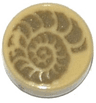 Tile, Round 1 x 1 with Ammonite Fossil Pattern