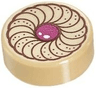Tile, Round 1 x 1 with Cookie Magenta Center Pattern