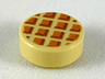 Tile, Round 1 x 1 with Waffle, Medium Nougat Squares with Dark Orange Edges Pattern