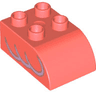 Duplo, Brick 2 x 3 Slope Curved with Lavender Feathers Pattern on Both Sides