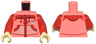 Torso Hoodie with Red Pockets, Zipper, and Hood, Dark Red String Ends, Light Bluish Gray and Silver Waves and Leaves Pattern / Red Arms / Bright Light Yellow Hands