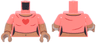 Torso Female Crop Top T-Shirt with Red Heart, Medium Nougat Neck and Stomach with Navel Pattern / Medium Nougat Arms with Molded Coral Short Sleeves Pattern / Medium Nougat Hands