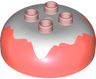 Duplo, Brick Round 4 x 4 Dome Top with 2 x 2 Studs with Marbled White Pattern
