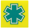 Tile 2 x 2 with Dark Turquoise and White EMT Star of Life Pattern