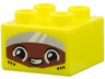 Duplo, Brick 2 x 2 with Seat Belts, Reddish Brown Face with Black and White Eyes, Open Mouth Smile with Teeth and Silver Visor Pattern
