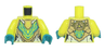 Torso Female Armor with White, Gold, and Dark Turquoise Geometric Pattern / Neon Yellow Arms / Dark Turquoise Hands