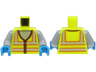Torso Safety Vest with Zipper and Silver and Orange Reflective Stripes over Light Bluish Gray Shirt Pattern / Light Bluish Gray Arms / Dark Azure Hands