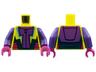 Torso Jumpsuit Dark Purple Center Panel, Bright Light Blue Lightning, Magenta Side Panels Pattern / Dark Purple Arms / Magenta Hands