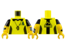 Torso Shirt with Black Collar and Side Panels, Silver Whistle, Dark Turquoise Pen, 'SPORT' on Back Pattern / Yellow Arms with Black Short Sleeves, Watches Pattern / Yellow Hands