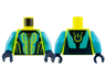 Torso Jumpsuit, Circuitry on Dark Blue and Medium Azure Panels, Computer Power Symbol Pattern / Medium Azure Arms / Dark Blue Hands