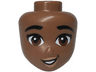 Mini Doll, Head Friends with Thick Black Eyebrows, Reddish Brown Eyes, Light Nougat Lips, and Open Mouth Smile Pattern