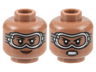 Minifigure, Head Dual Sided Female, Black Eyebrows, Silver Goggles, Reddish Brown Lips, Grin / Gritted Teeth Pattern