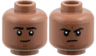 Minifigure, Head Dual Sided Black Eyebrows, Reddish Brown Chin Dimple, Grin / Frown Pattern
