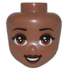 Mini Doll, Head Friends with Reddish Brown Eyes, Dark Red Lips and Open Mouth Pattern