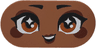 Tile, Round 2 x 4 Oval with Face, Black Eyebrows and Eyelashes, Dark Orange Eyes, Dark Brown Eye Shadow, Cheeks and Lips, Open Mouth Smile with Teeth Pattern (Tiana)
