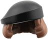 Minifigure, Hair Combo, Hair with Hat, Short Wavy Hair with Molded Black Beret Pattern