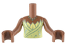 Torso Mini Doll Girl Yellowish Green Top with Bright Light Yellow Leaves and Metallic Light Blue Pointed Necklace Pattern, Medium Brown Arms with Hands