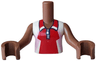 Torso Mini Doll Girl Bright Pink, Red and White Sleeveless Shirt with Zipper and Collar, Medium Brown Arms with Hands