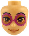 Mini Doll, Head Friends with Black Eyebrows, Reddish Brown Eyes, Magenta Sunglasses with Dark Orange Lenses, Nougat Lips, Closed Mouth Smile Pattern