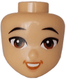Mini Doll, Head Friends with Black Eyebrows, Reddish Brown Eyes, Nougat Lips, Dark Orange Open Mouth Rounded Smile with Teeth Pattern