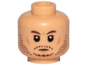 Minifigure, Head Dark Brown Eyebrows, Stubble, Nougat Cheek Lines and Chin Dimple Pattern