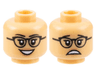 Minifigure, Head Dual Sided Female Black Eyebrows, Glasses, Nougat Lips, Open Mouth Smile / Scared Pattern