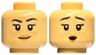 Minifigure, Head Dual Sided Female Black Eyebrows, Eyelashes, Nougat Freckles, Medium Nougat Lips, Lopsided Grin / Surprised Pattern
