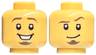 Minifigure, Head Dual Sided Dark Brown Eyebrows and Goatee, Smile with Teeth / Smirk with Raised Eyebrow Pattern