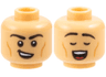 Minifigure, Head Dual Sided Black Eyebrows, Medium Nougat Cheek Lines, Lopsided Open Mouth Smile / Closed Eyes, Singing Pattern
