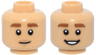 Minifigure, Head Dual Sided Dark Orange Thick Eyebrows, Nougat Lips, Medium Nougat Chin Dimple, Slight Lopsided Grin / Open Mouth Smile with Teeth Pattern