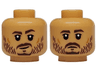 Minifigure, Head Dual Sided Dark Brown Eyebrows, Goatee Beard and Stubble, Medium Nougat Cheek Lines, Smirk / Stern Pattern