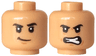 Minifigure, Head Dual Sided Black Eyebrows, Medium Nougat Chin Dimple, Lopsided Grin / Wrinkles, Scowl Pattern