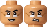 Minifigure, Head Dual Sided Black Eyebrows and Eyes, Gold Glasses with White Lenses, Open Mouth with Teeth Smile / Smirk, Raised Eyebrow Left Pattern