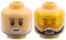 Minifigure, Head Dual Sided, Dark Bluish Gray Eyebrows, White Beard and Moustache, Grin / Yellow and Bright Light Orange Visor, Black Chinstrap Pattern