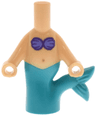 Micro Doll, Body Mermaid with Molded Dark Turquoise Tail and Printed Dark Purple and Medium Lavender Shells Bra, and Medium Nougat Navel Pattern