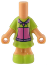 Micro Doll, Body with Molded Lime Short Layered Dress and Shoes and Printed Hoodie with Dark Pink Zipper and Pockets, Medium Lavender Hood and Waistband Pattern