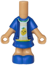 Micro Doll, Body with Molded Blue Short Layered Dress and Shoes and Printed White Shirt with Bright Green Collar and Leaves, Yellow Lemon and Stripes Pattern