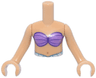Torso Mini Doll Girl Medium Lavender Bikini Shell Bra Top, Metallic Light Blue and White Belt Pattern, Medium Tan Arms with Hands