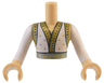 Torso Mini Doll Man Robe with Gold and Black Trim and Sparkles and Metallic Light Blue Belt Pattern, Medium Tan Arms and Hands with White Long Sleeves