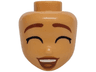 Mini Doll, Head Friends with Reddish Brown Eyebrows, Black Closed Eyes, Open Mouth with Teeth and Dark Orange Tongue Pattern