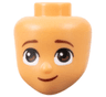 Mini Doll, Head Friends with Reddish Brown Eyebrows and Grin, Medium Brown Eyes Pattern