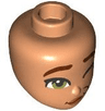 Mini Doll, Head Friends with Reddish Brown Eyebrows, Olive Green Eyes, Left Wink, Dark Orange Lips, Wavy Grin with Dimple Pattern