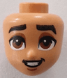 Mini Doll, Head Friends with Black Thick Eyebrows, Reddish Brown Eyes, Dark Orange Eye Shadow, Chin Dimple, Open Mouth Smile with Teeth Pattern