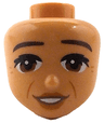 Mini Doll, Head Friends with Dark Brown Eyebrows, Black Eyelashes, Reddish Brown Eyes, Dark Orange Lips, Cheek Lines and Wrinkles, Open Mouth Smile with Teeth Pattern