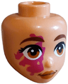 Mini Doll, Head Friends with Reddish Brown Eyebrows, Black Eyelashes, Magenta Birthmark, Dark Orange Eyes and Lips, Grin Pattern