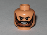 Minifigure, Head Beard Brown Full with Black Knit Eyebrows and Grin with Teeth Pattern