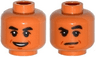 Minifigure, Head Dual Sided Black Thick Eyebrows, Mouth and Chin Dimple, Open Smile / Raised Eyebrow Pattern (Dr. Wu)